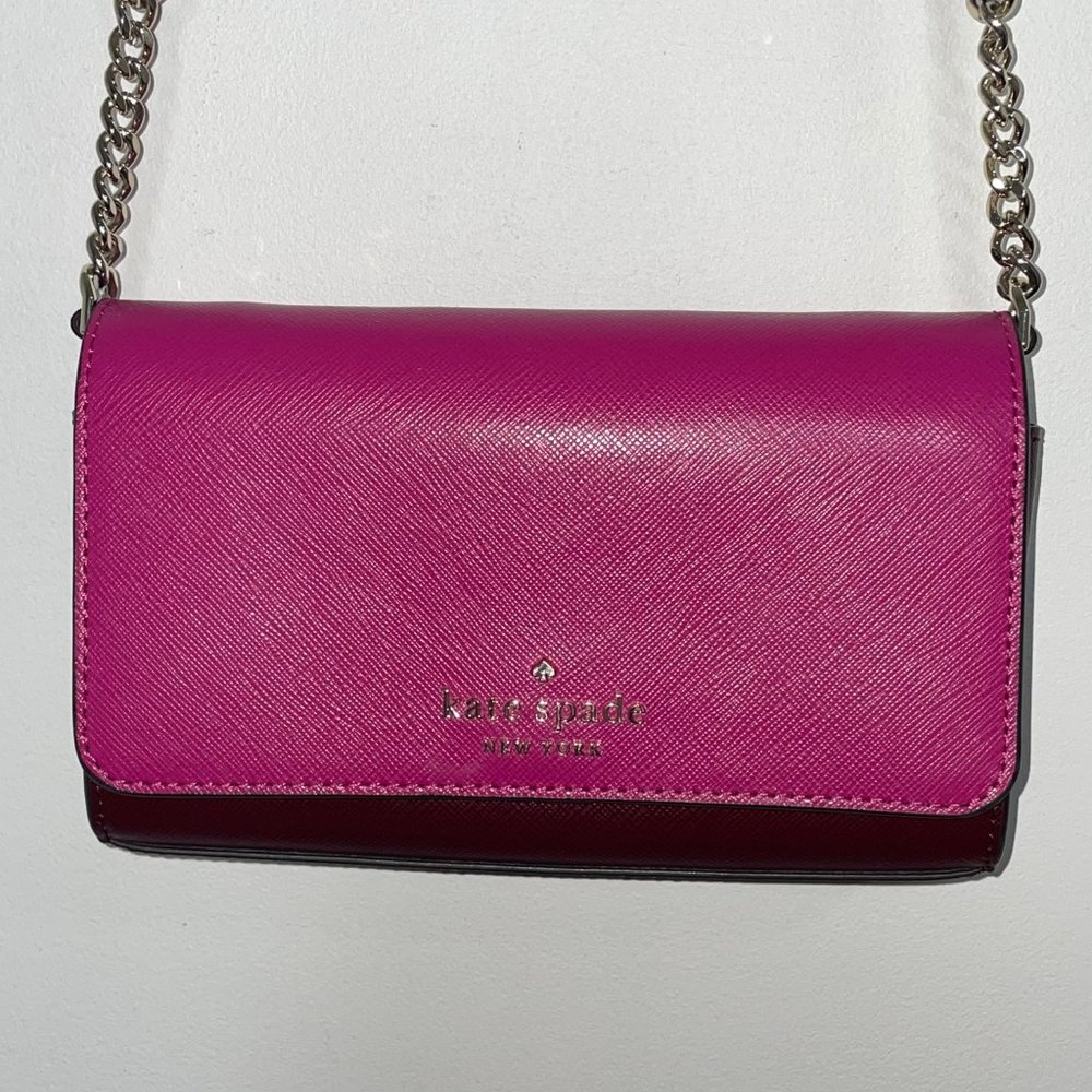 Kate Spade Cameron Street Corin Leather Crossbody Bag Pink / Burgundy - Picture 8 of 12
